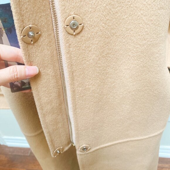 Women’s Long Camel Wool Coat with Hood Winter Overcoat - Picture 4 of 7